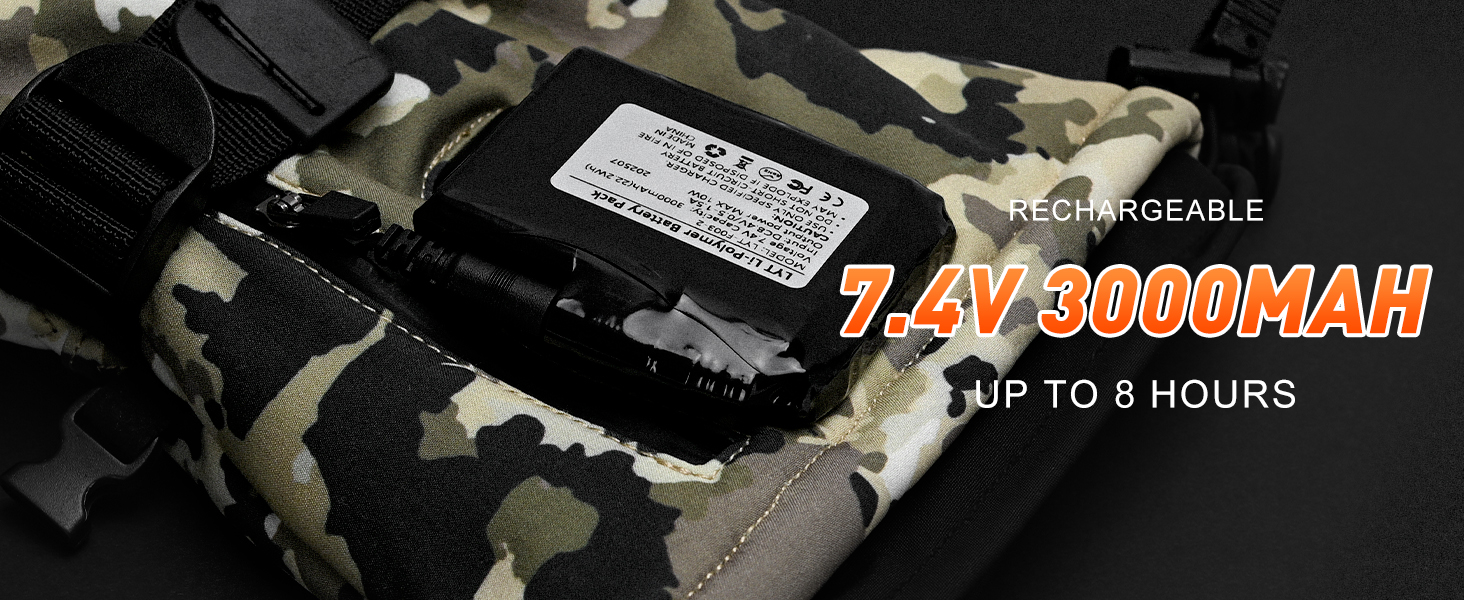 Електричні гріючі рукавички Ychee Camouflage, 7.4V, 22.2Wh, водонепроникні, двошарові, для кемпінгу (M)