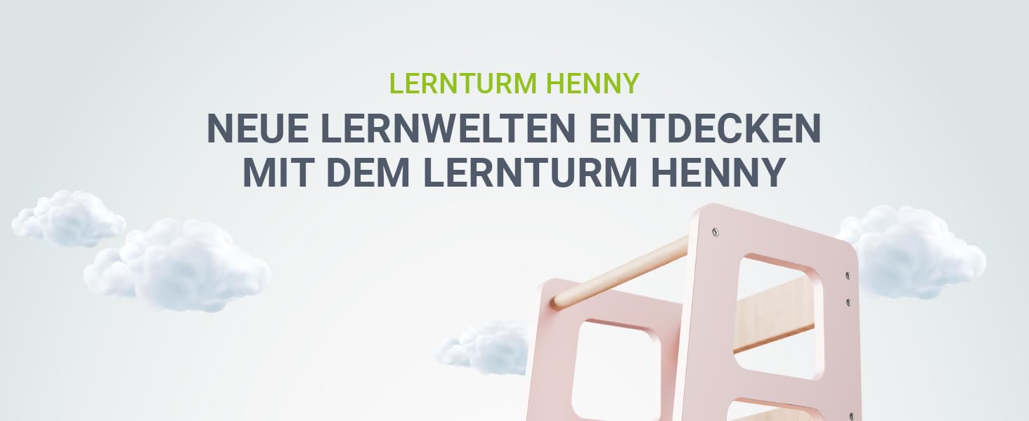 Стульчик-сходинка Juskys Lernturm Henny для дітей від 1 року, регульований, з захистом від перекидання, білий (рожевий)
