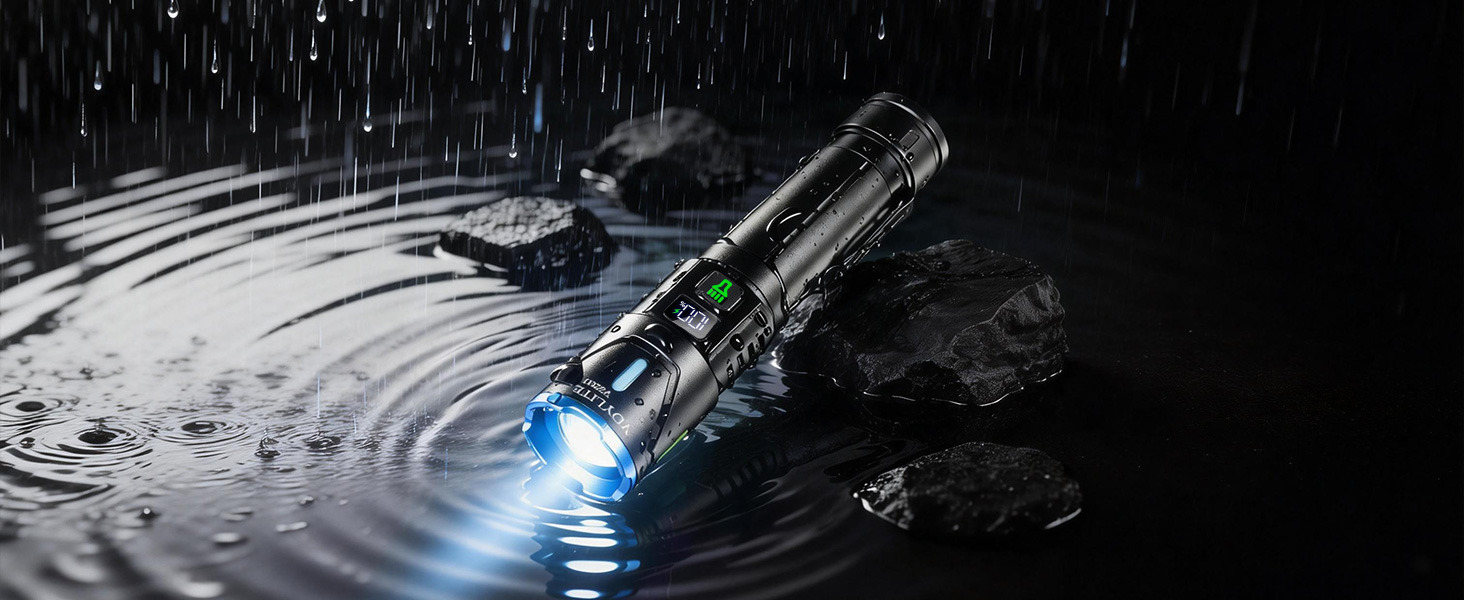 Набір тактичних LED ліхтарів (2 шт.) 1 000 000 Люмен, потужний зарядний ліхтар з зумом, 3 режими освітлення, водонепроникний IPX7 для кемпінгу та туризму, чорний з кольоровими акцентами