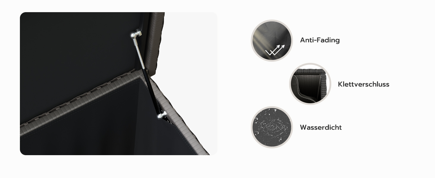 Водонепроникний садовий ящик Amopatio Gartenbox 480л з поліротангу, металевий ящик для подушок на колесах з газліфтом для саду та балкону, сірий