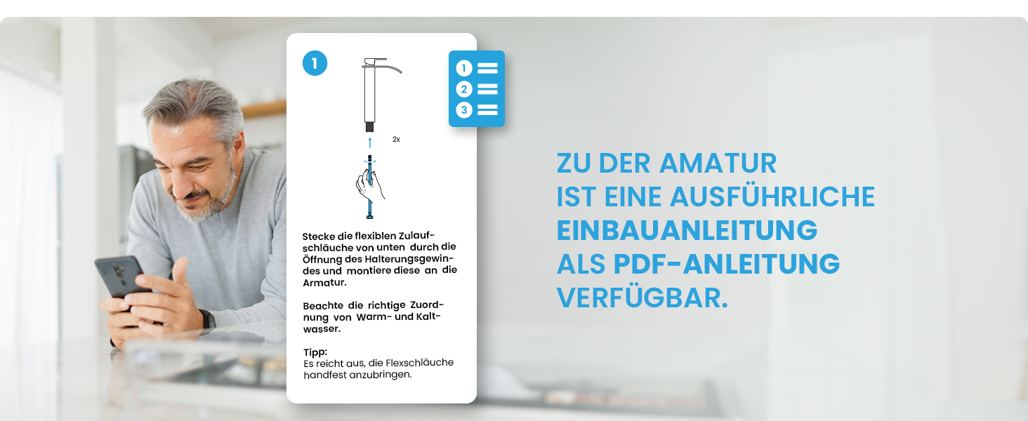 Змішувач для ванної кімнати Bächlein Tamina Waterfall в чорному матовому кольорі, однорідний важіль, керамічна картридж, комплект для монтажу
