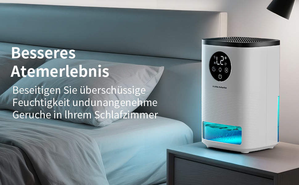 Електричний осушувач повітря 1600 мл, портативний, тихий, з автоматичним вимкненням та 7-кольоровим підсвічуванням для спальні, ванної кімнати та дому