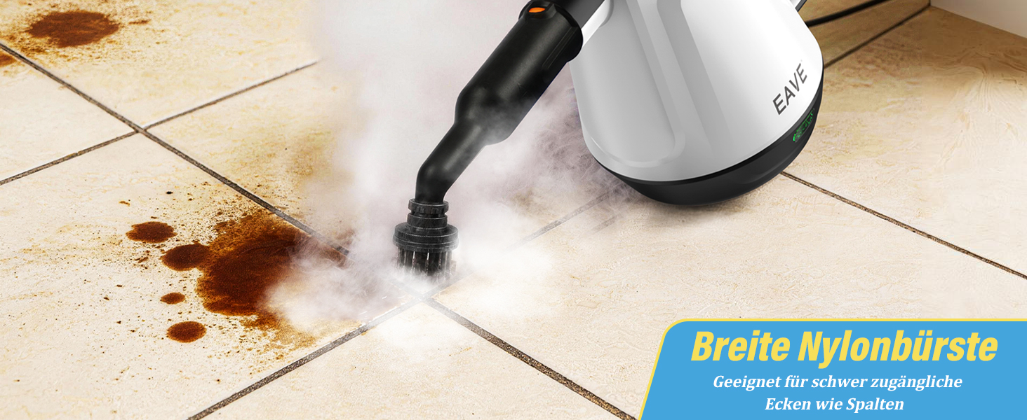 Портативний пароочисник 110°C: ефективне очищення, універсальний пристрій з 10 насадками та 5м кабелем. Ідеально для диванів, килимів, швів та видалення жиру. Колір: білий