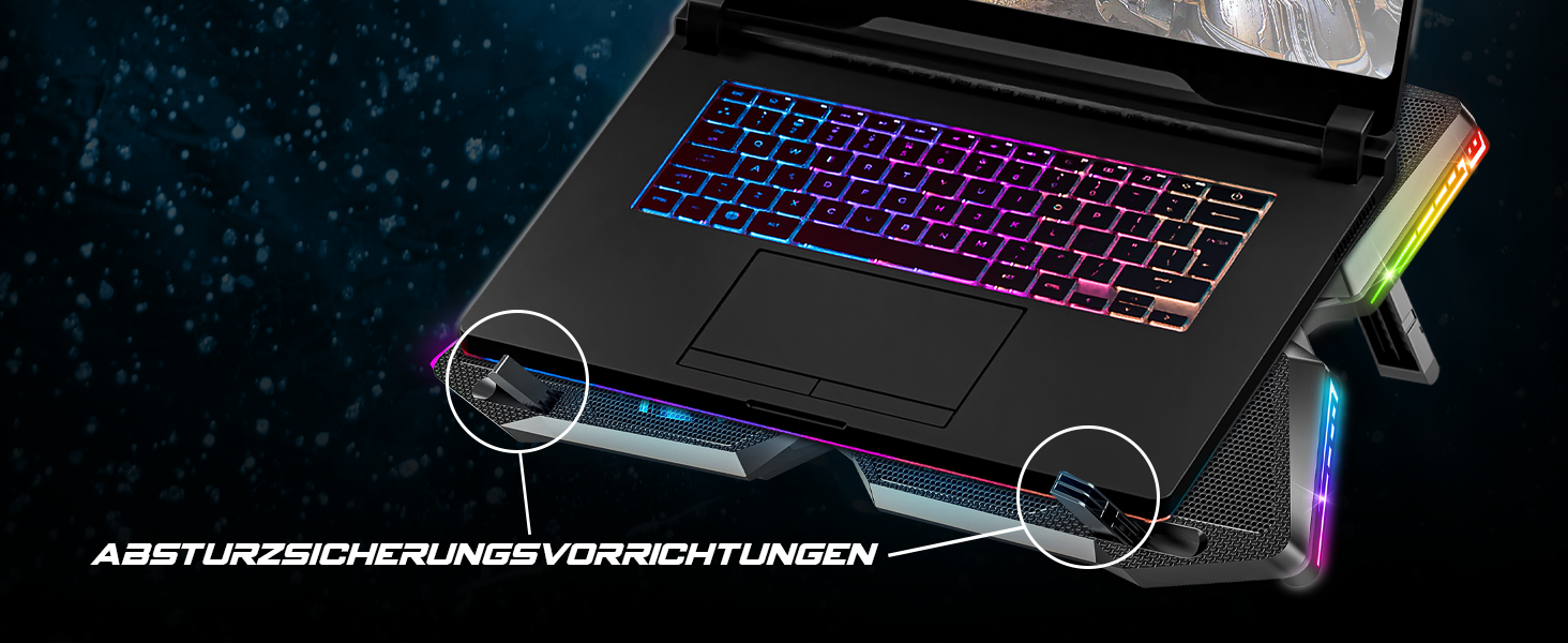 Охолоджувач для ноутбука Spirit of Gamer AIRBLADE 500 (10-17 дюймів), 4 тихі вентилятори, RGB підсвітка, сумісність з PC, PS5, PS4, Xbox