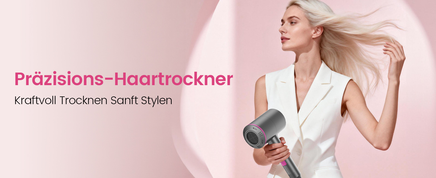 Професійний іонний фен для волосся з AC-мотором, 3 температурні та 2 швидкісні режими, кнопка холодного повітря, 3 насадки-концентратори та дифузор, сірий