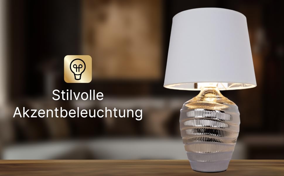 ARTE LAMP LED настільна лампа – класична декоративна лампа для робочого столу з хромованим корпусом та білим тканинним абажуром для вітальні та спальні – з кабелем, хром, білий