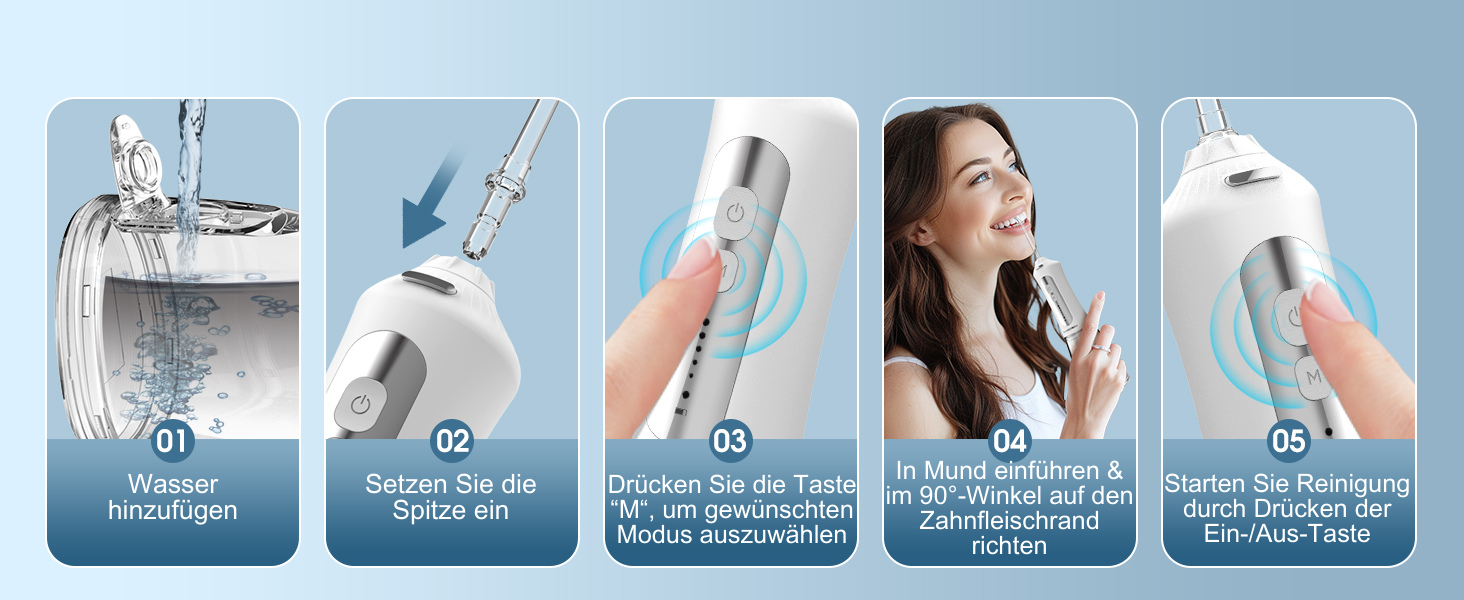 Електрична ірigator для порожнини рота BarberBoss QR-7024 (білий) - 5 насадок, різні режими очищення