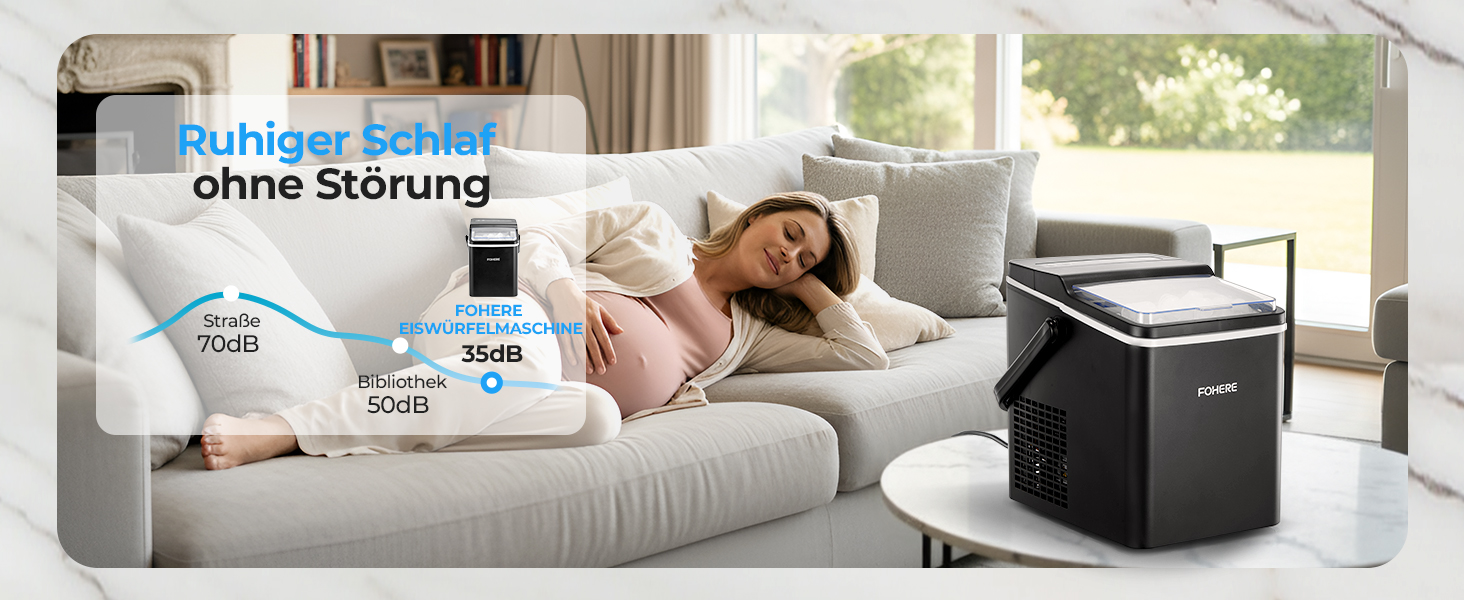 Льодогенератор Fohere портативний з ручкою, 14 кг/24 год, кулі 9 шт за 5 хв, 2 розміри, самоочищення, для дому, кухні, офісу, кемпінгу, вечірок