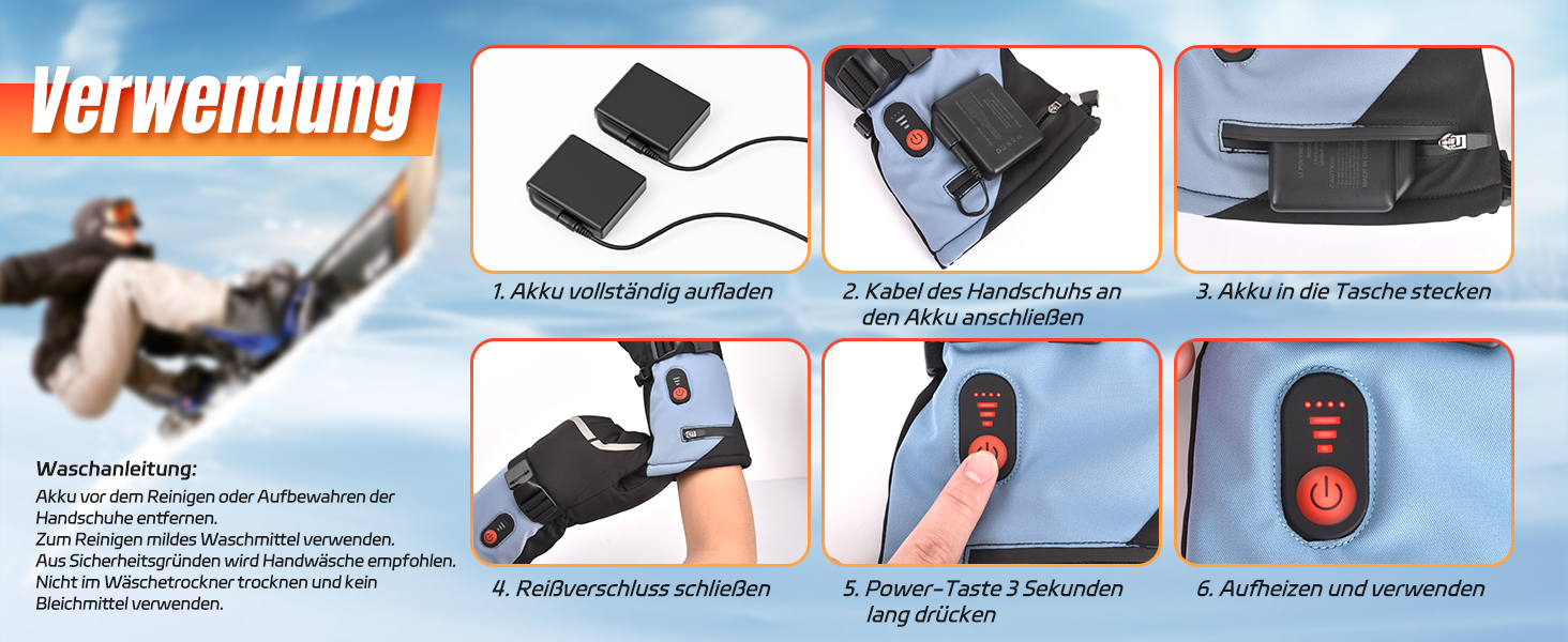 Обогревні рукавички Youtelit для жінок та чоловіків, 7.4V, 6400mAh, акумуляторні, 3 режими нагріву, водонепроникні, сенсорні, для мото, гірськолижного спорту, альпінізму, туризму, універсальний розмір