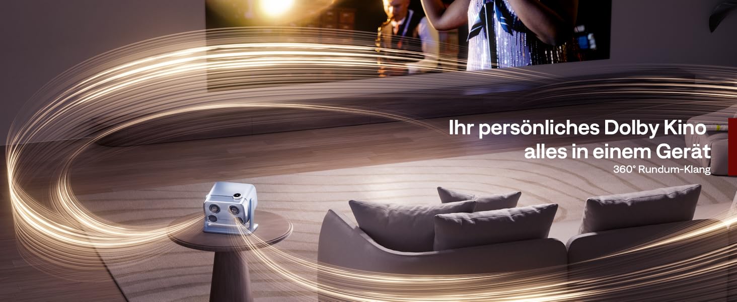 Aurzen Boom Mini 4-в-1 Smart Beamer з Google TV, 4K, проєктор для дому та на вулицю, 20W Dolby Audio, 500 ANSI, автофокус ToF, корекція трапеції, Wi-Fi/Bluetooth, сумісність з телефоном (блакитний)