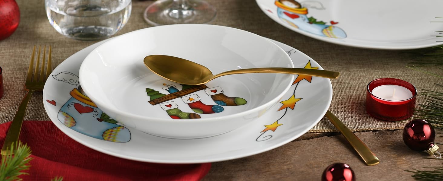 CreaTable Набір посуду Luna, 18 предметів для 6 осіб: серія, порцеляна, для сніданку, безпечний у мийці та мікрохвильовці