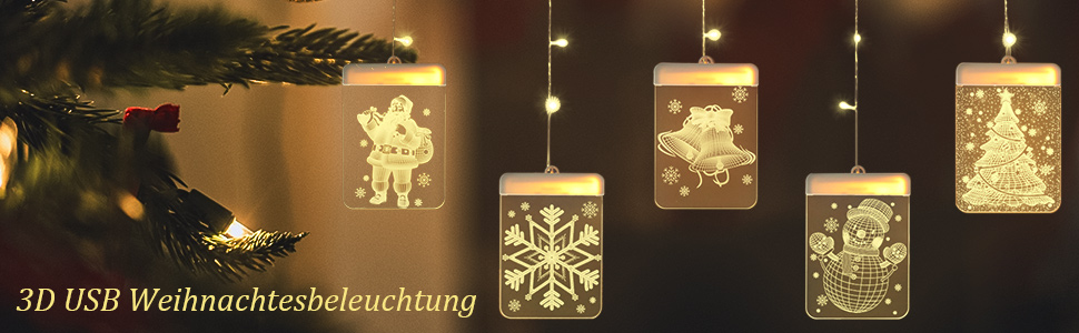 Льоново-новорічна гірлянда-завіса Bloomwin з 120 LED, тепле біле світло, 8 режимів, USB, для декору вікон та інтер'єру (акрил, квадратні)