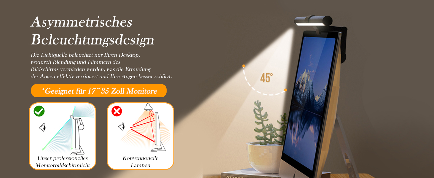 LED лампа для монітора з USB та сенсорним керуванням, захист від синього світла, регулювання яскравості та кольорової температури, настільна лампа для комп'ютера