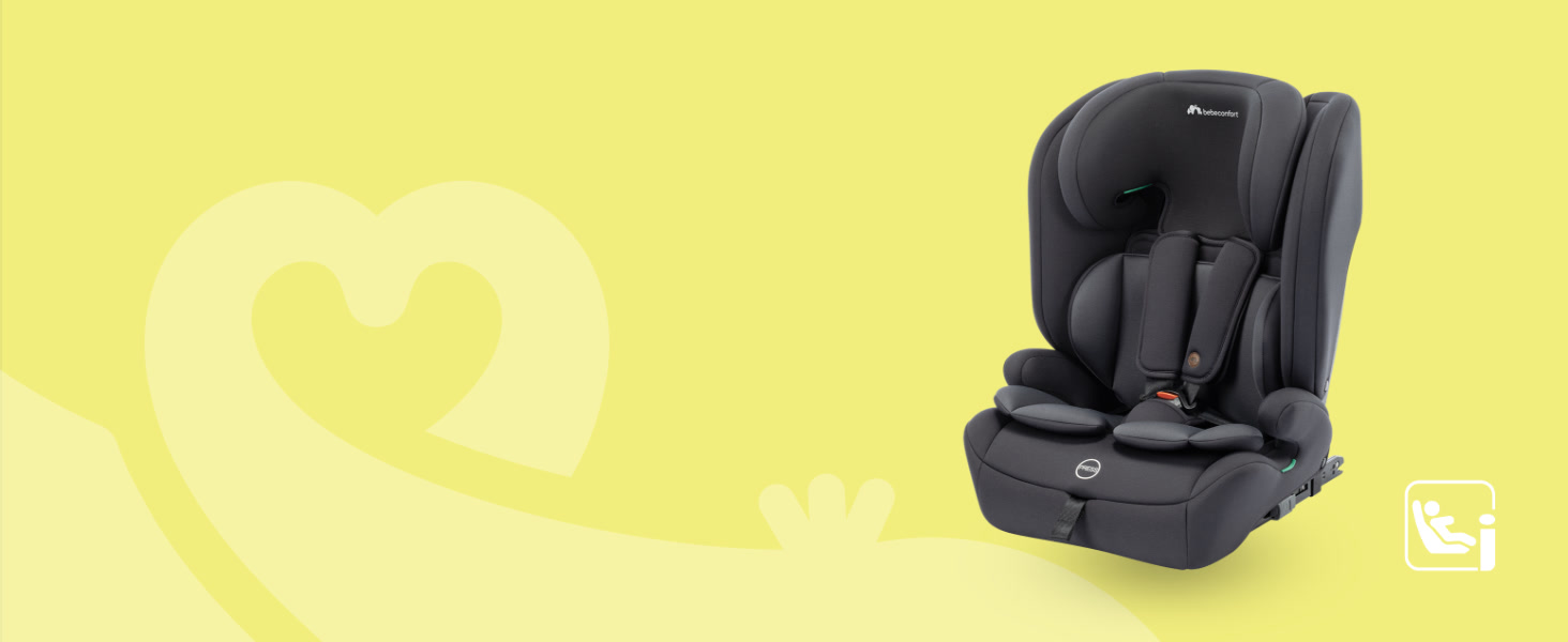 Автокрісло Bebeconfort Mitwachsender Kindersitz 9-36 кг, 15 міс. - 12 років, 76-150 см, збоку захист, 11 положень підголівника, інтегровані підлокітники, EverFix Plus i-Size (Чорний)