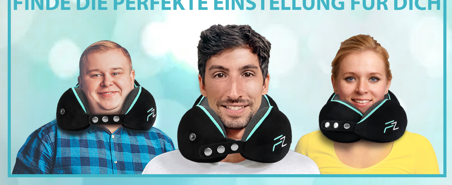 Подушка для шиї FlowZoom Comfy: регульована, з memory foam, для авто та літака - 360° підтримка, дихаючий чохол, чорна