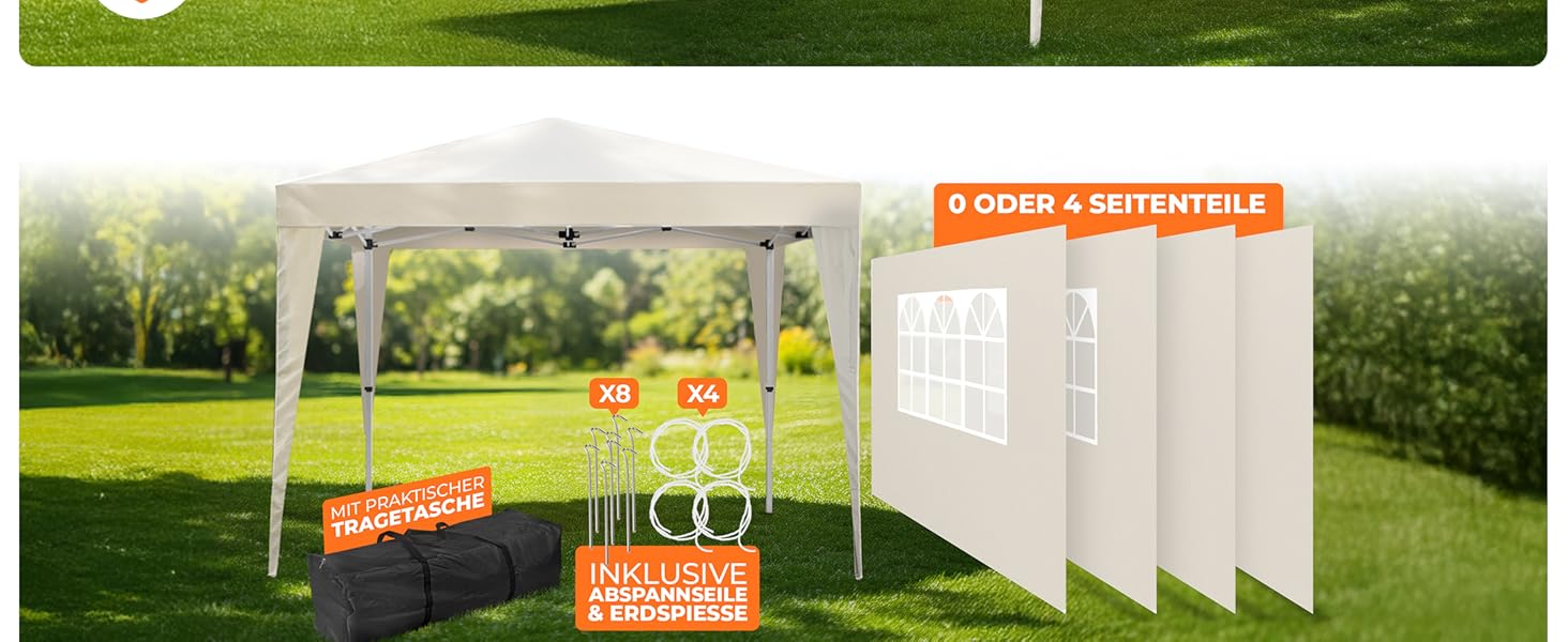 Павільйон Kronenburg розкладний, 3x3 м, водонепроникний, UV захист 50+, Champagner, з 4 боковими панелями