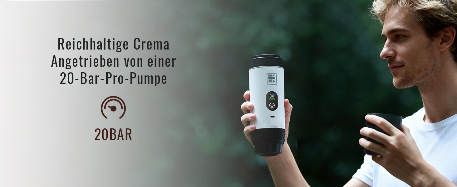 Портативна електрична кавомашина Everange для еспресо, приготування кави з меленої кави та капсул NS, зелена з LCD-дисплеєм