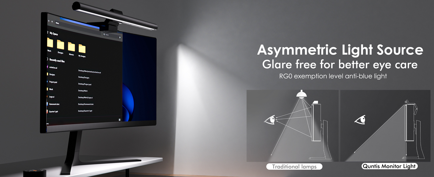 Quntis Лампа для монітора з підсвічуванням 42,5 см, RGB, з пультом дистанційного керування, регулювання яскравості та колірної температури, для офісу та дому