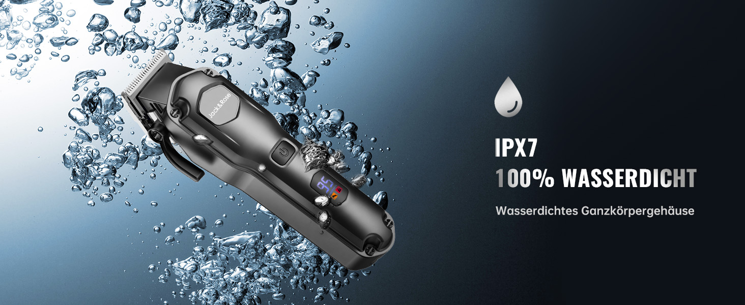 Машинка для стрижки волосся Jack & Rose Pro, акумуляторна, водонепроникна IPX7, тример для бороди та вусів, чорна