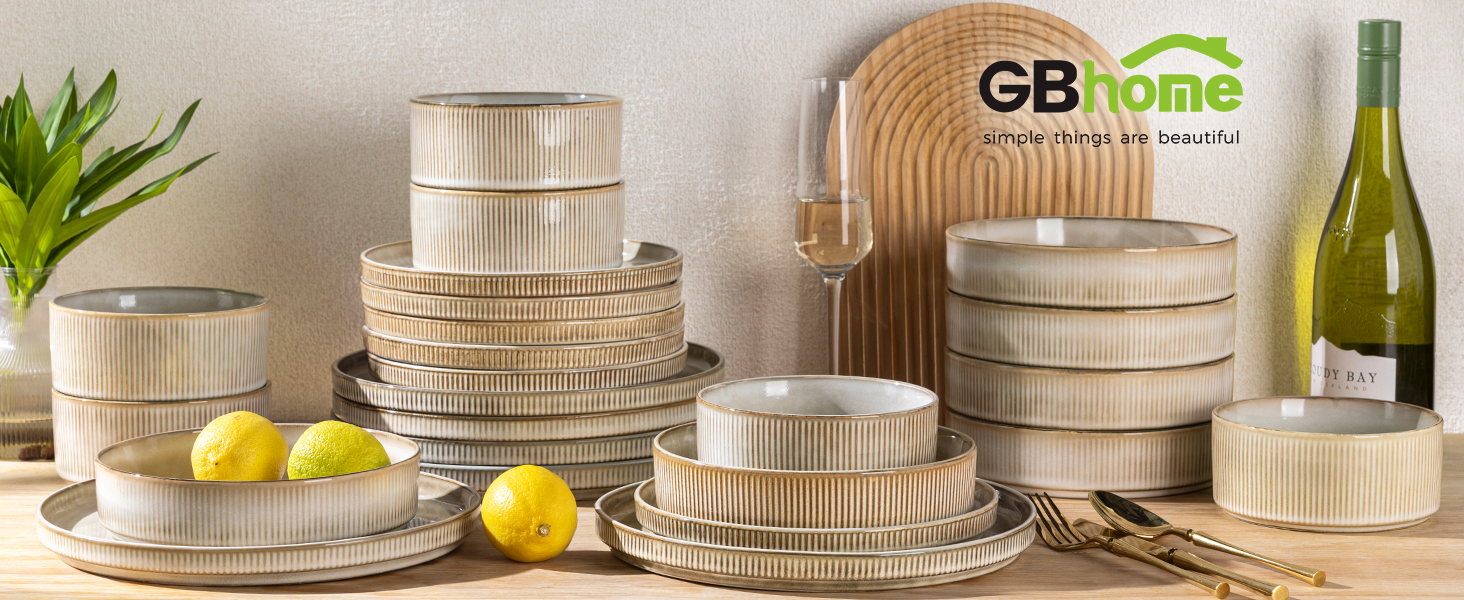 Набір посуду GBhome з каменю, 12 предметів, для 4 осіб, ручна робота, з реактивною глазур'ю, безпечний для мікрохвильової печі та посудомийної машини (Cappuccino, 6 чашок)