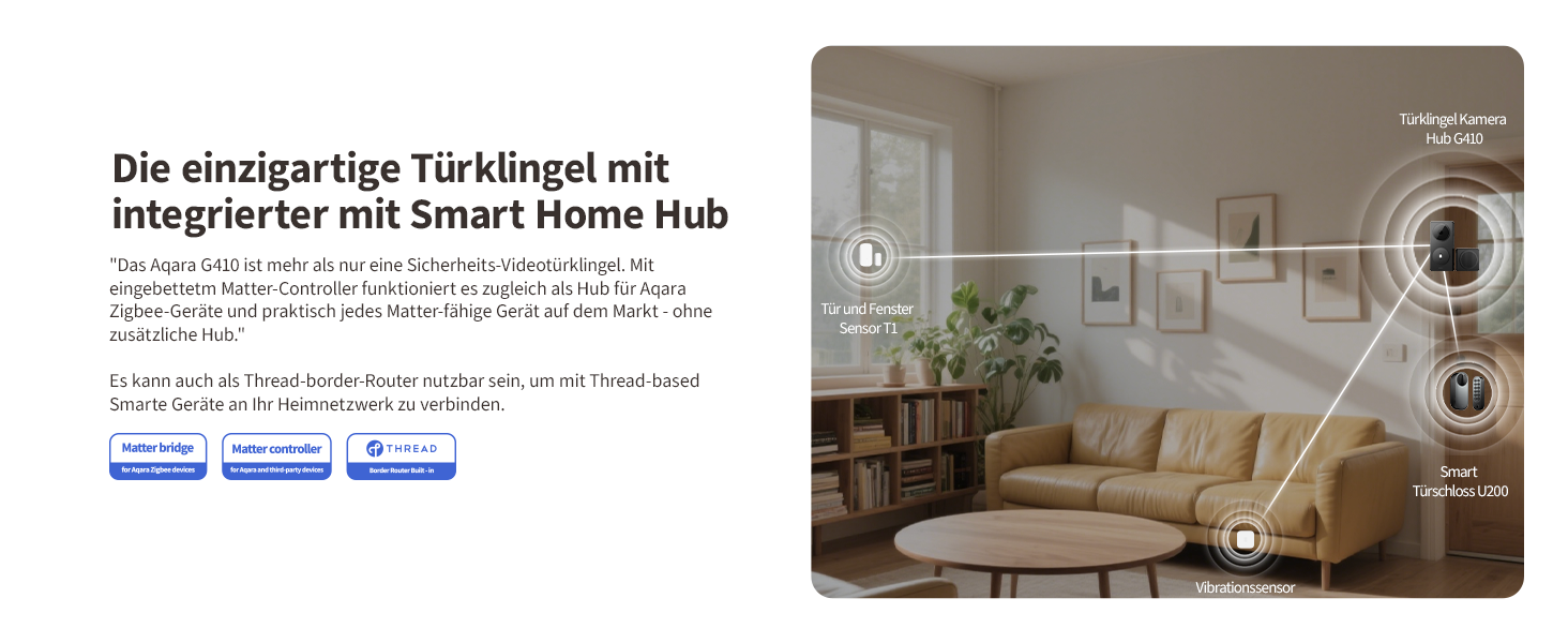 Aqara Smart Doorbell Camera G410 з дзвінком, 2K, відеоспостереження, 2-сторонній аудіо, Matter Hub, Wi-Fi, сірий