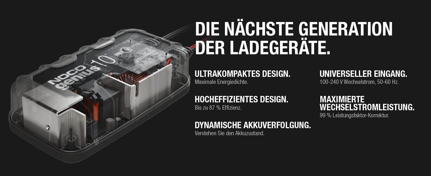 NOCO GENIUS10: Інтелектуальне зарядне пристрій для акумуляторів 6V/12V - Автоматичний підтримуючий заряд, сульфатор, захист від перевантаження, температурна компенсація - Для свинцево-кислотних та літієвих акумуляторів