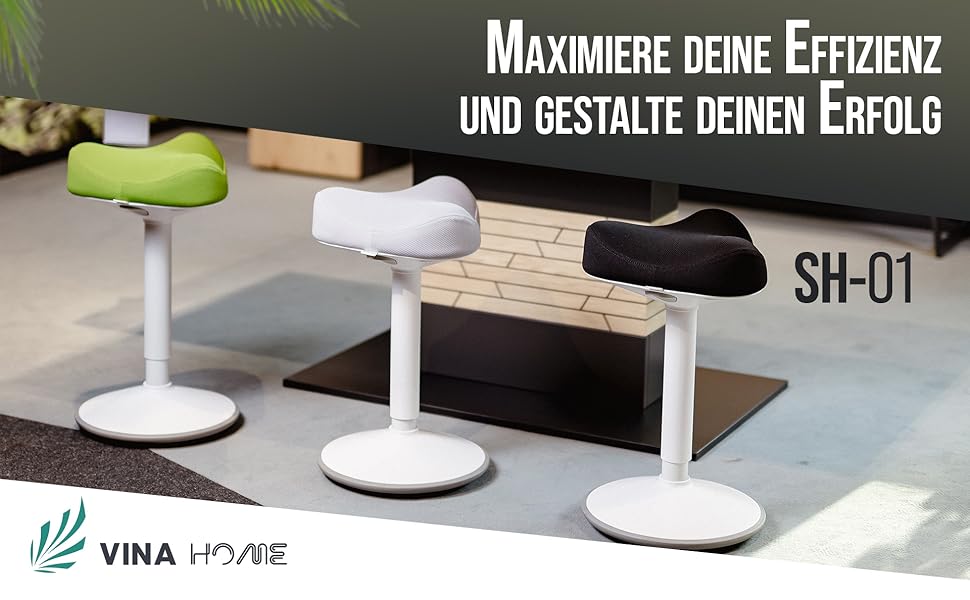 Офісний стілець Vina Home® SH-01: ергономічний, регульований, з сертифікатом IGR | Чорний (83 см)