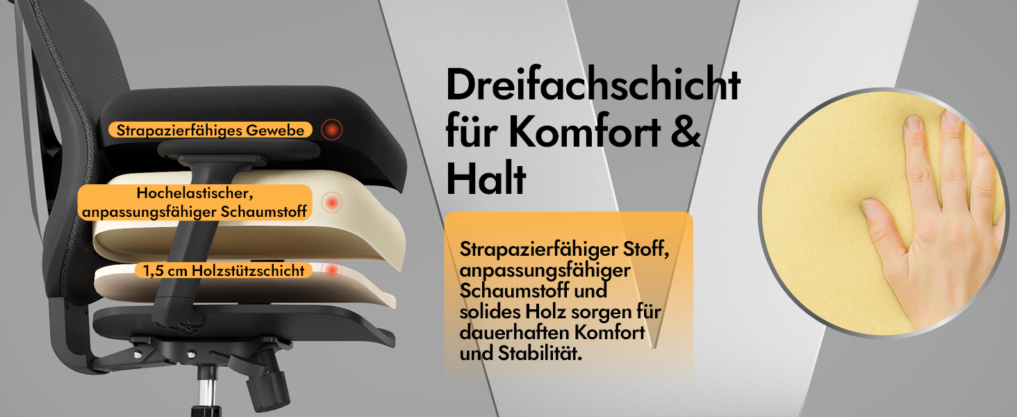 Ергономічне крісло для офісу та дому з 3D поперековою підтримкою та регульованими підлокітниками, біле (чорне)