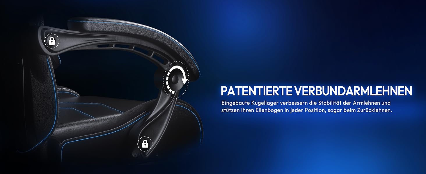 Ігровий крісло Dowinx з RGB підсвічуванням, LED, з підніжкою, для дорослих, ергономічний, з масажем попереку, PU шкіра, білий (блакитний)