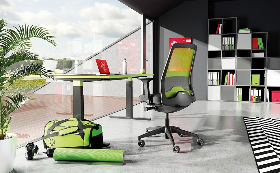 Офісне крісло Interstuhl Every Active Edition: регульована поперекова підтримка, комфортне та активне сидіння (зелений | чорний)