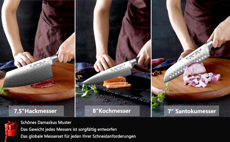 Набір кухонних ножів Chefhoablorn 15-TLG: професійний набір з нержавіючої сталі, 20 предметів. Ідеальний подарунок на новосілля або весілля.