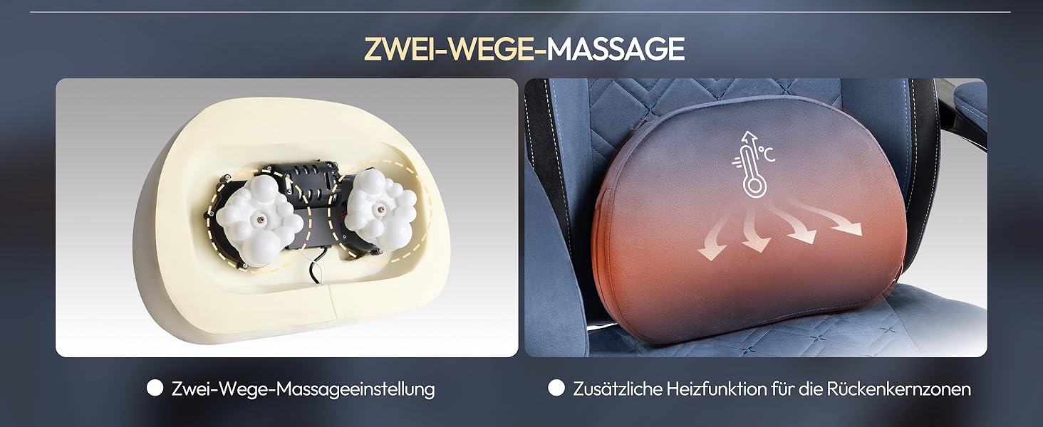 Ігровий крісло Dowinx з масажем, ергономічний дизайн, підставка для ніг, тканинний чохол, поперекова подушка, підголовник, 200 кг, блакитний