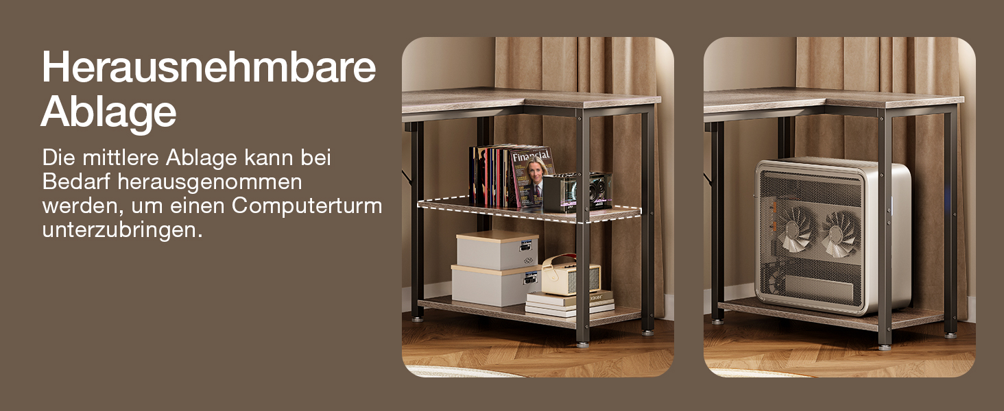 Комп'ютерний стіл Coleshome для геймінгу, кутовий, з обертовим ящиком, 120x70 см (сірий)