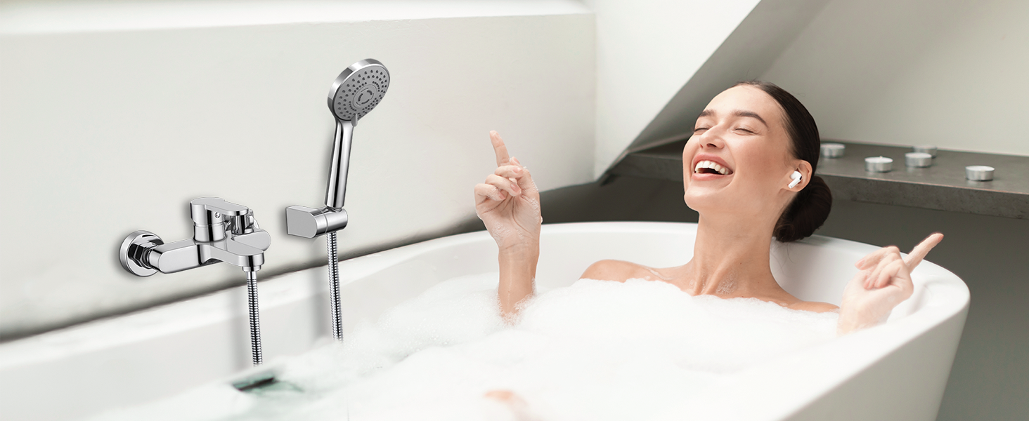 Змішувач для ванни з тропічною дощурою, набір для ванної кімнати (хром) BS111