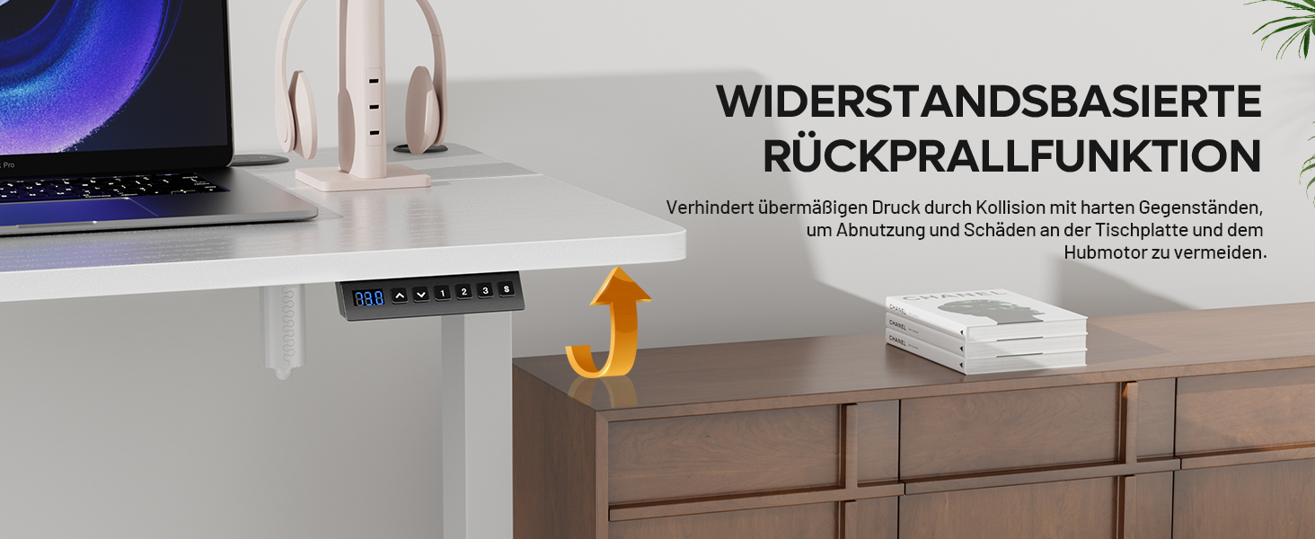 Регульований стіл з USB-зарядкою та розеткою, 100 × 60 см. Електричний стіл, регульований комп'ютерний стіл з 3-функціональною пам'яттю, білий. 100 x 60 см