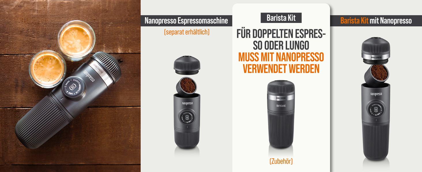 WACACO Nanopresso Barista Kit: аксесуари для портативної кавомашини, подвійний еспресо, Lungo