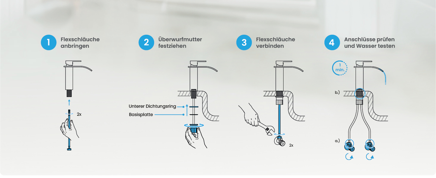 Змішувач для ванної кімнати Bächlein Tamina з водоспадним дизайном, однозахватний, антрацит, з монтажним комплектом