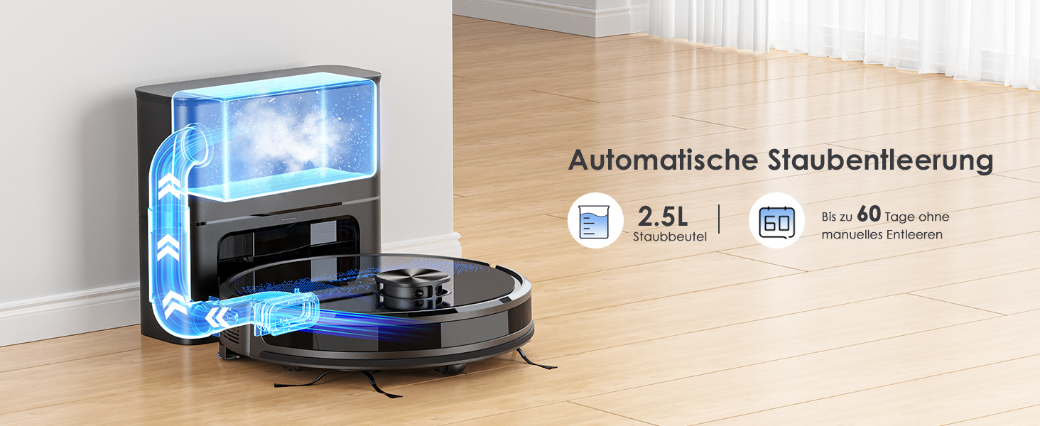 Робот-пилосос Lubluelu SL60 Pro 3-в-1 з док-станцією, Lasernavigation, APP управління, 4500Pa, для твердих поверхонь, килимів, шерсті тварин