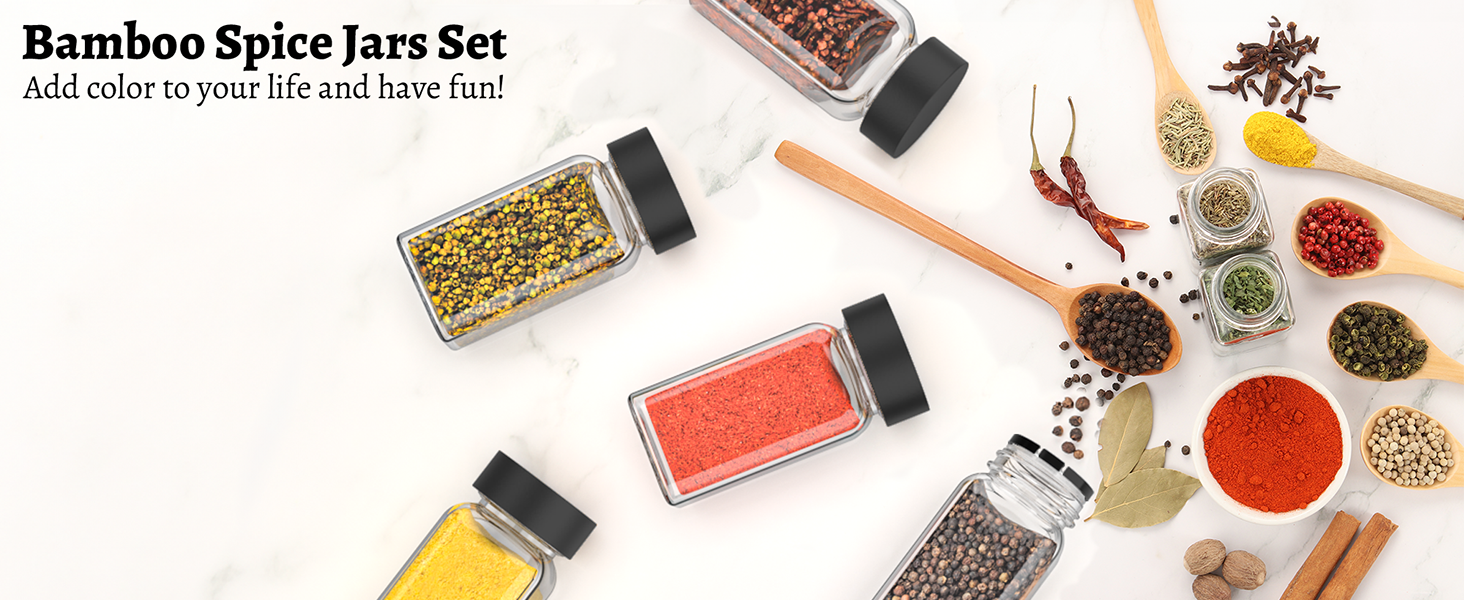 Набір баночок для спецій на 24 шт. (120 мл) – чорний, з кришками, ситечком, воронкою та 340 етикетками | Органайзер для спецій