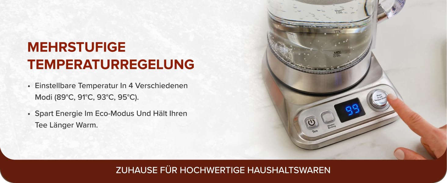 Електричний чайник та заварник Karaca X Refika XL з автоматичним регулюванням температури, 2л, 0.8л, 2200W, хром