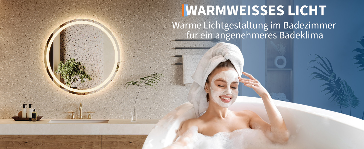 Дзеркало для ванної кімнати Porto Alegre з підсвічуванням, 60x80 см, протизапітніння, 3 кольори світла, регулювання яскравості, LED, сенсорний вимикач