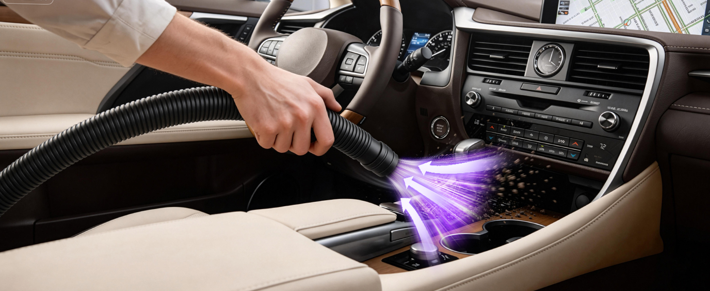 Бездротовий автомобільний пилосос Ortiny 28000Па, ручний міні-пилосос 4 в 1 з безщітковим двигуном та самоочищенням контейнера, для авто, дому та кухні, сріблясто-фіолетовий