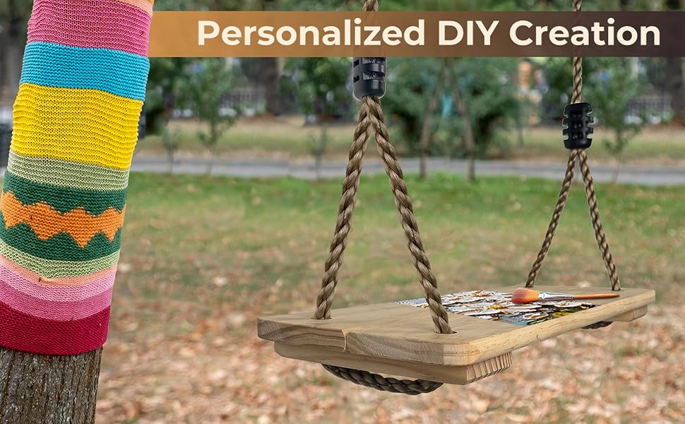 Шовковий крісло-гойдалка KINSPORY з регульованим канатом, для дому та саду, до 130 кг, світло-коричневий