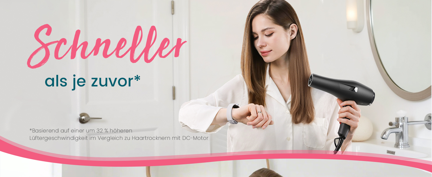 Професійний іонний фен для волосся Dekuri з диффузором та 2 насадками-концентраторами, 3 температурні та 2 швидкісні режими, чорний