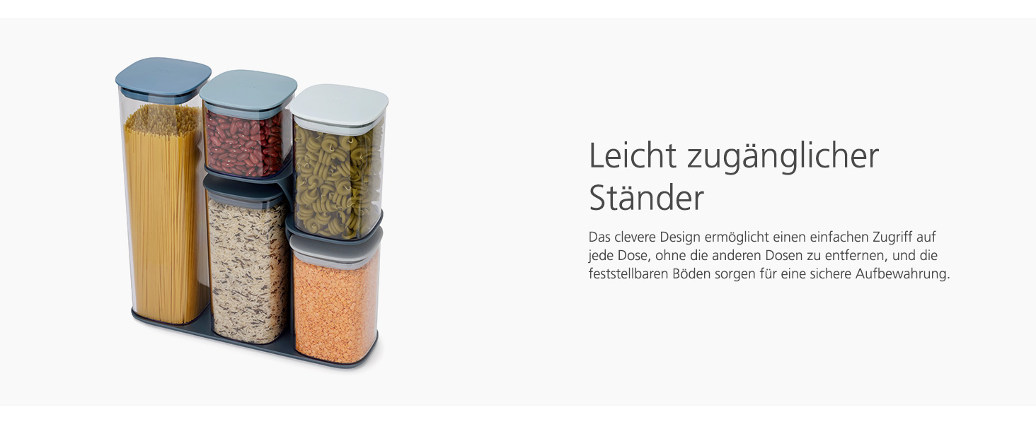 Набір Joseph Joseph з 5 контейнерів для зберігання продуктів у холодильнику, герметичні, сірі, з функціональним тримачем