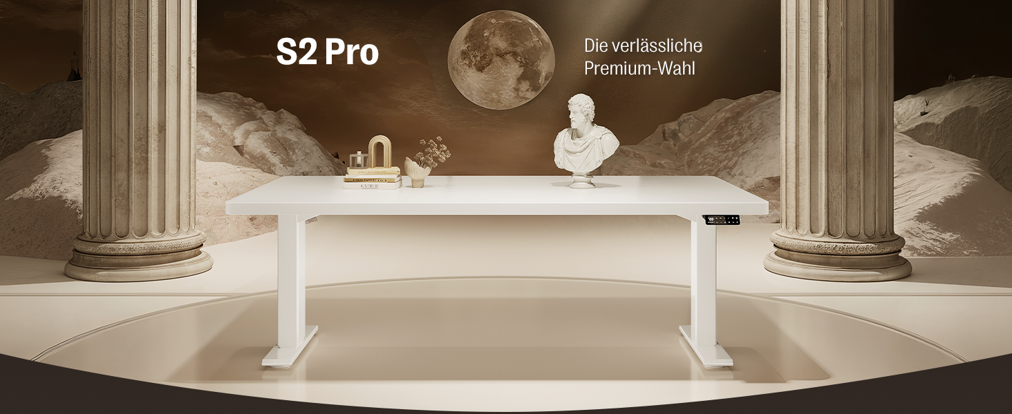 Електричний регульований стіл MAIDeSITe S2 Pro 140x70 см, білий каркас + стільниця - стоячий стіл з електроприводом, вантажопідйомність 160 кг, захист від зіткнень
