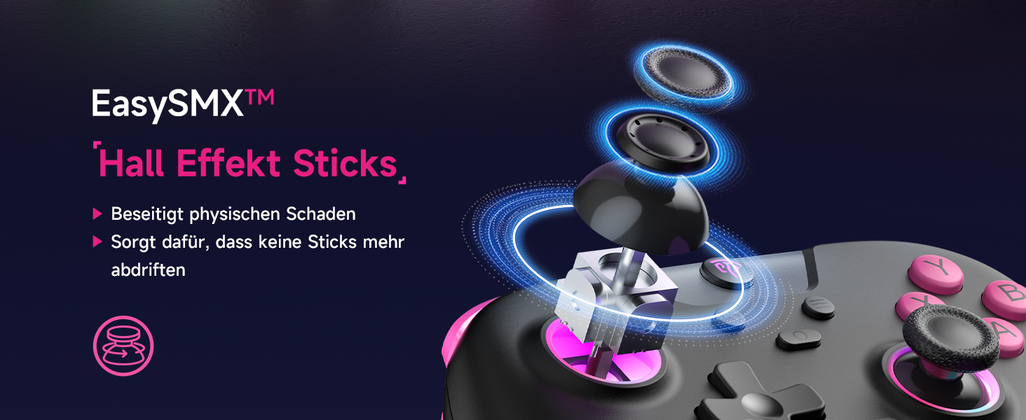 Контролер EasySMX X05 для PC, Switch, Steam, Android - Бездротовий, RGB, з аналоговими стіками та тригерами, Bluetooth, Чорний