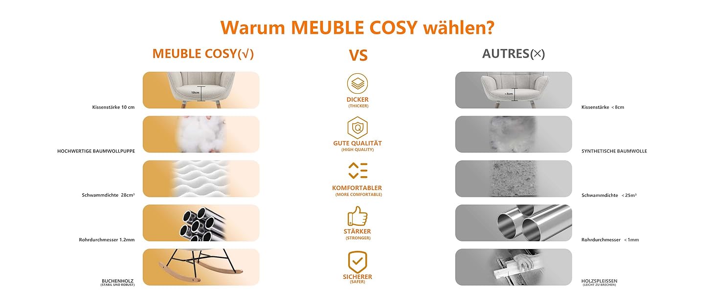 Крісло-гойдалка для вітальні Cosy, бежеве, 68x87x98 см