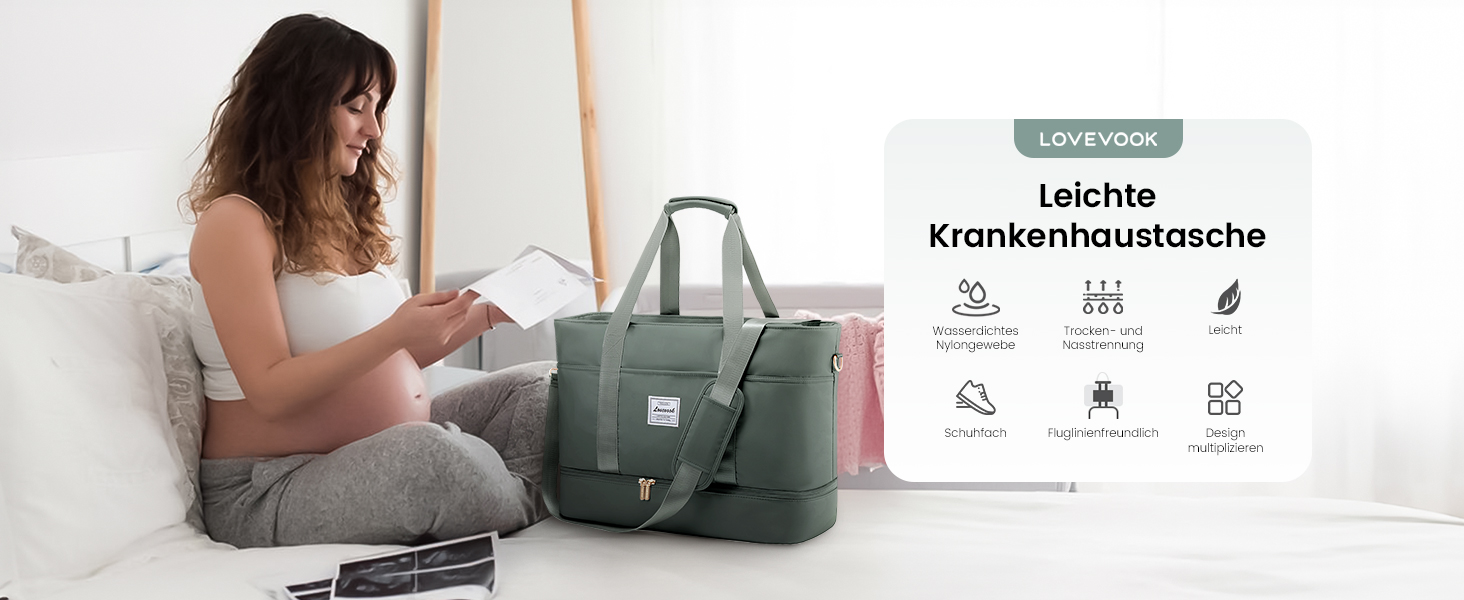 Сумка-мішок LOVEVOOK для жінок, 42L, водонепроникна, з відділенням для взуття, для подорожей, спортзалу, басейну, пологів, Ryanair