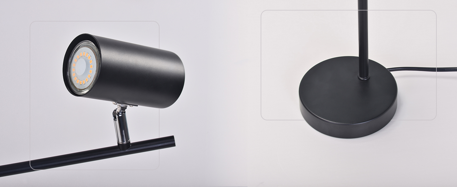 Настільна лампа для вітальні та спальні з регулюванням 350° - металева настільна лампа з вимикачем, для офісу, робочого кабінету (Чорна)